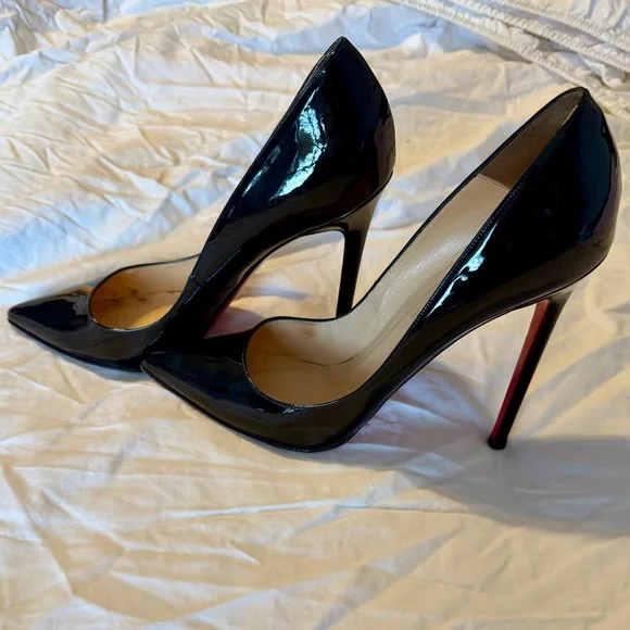Christian Louboutin Pigalle 120 Black Patent Leather Heels - Size 41.5 - Picture 2 of 13